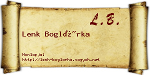 Lenk Boglárka névjegykártya